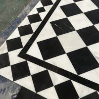 Mosaïque Rhombus Waterjet en marbre, surface polie, pour plancher, motif échiquier, médaillon en marbre Waterjet pour hall et entrée