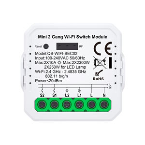 Module de relais WiFi <span class=keywords><strong>Tuya</strong></span>, contact sec, 2 canaux, IP21, 2 voies, AC 110-220V, DC 12/24V, max 2*10A, compatible Alexa et Google Home - Product Image 2