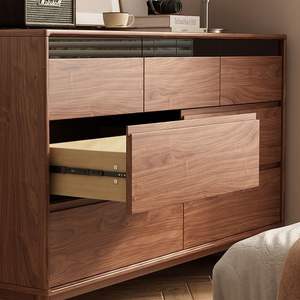 Cómoda de nogal negro norteamericano, gabinete de almacenamiento de madera maciza con ocho cajones, gabinete auxiliar para dormitorio o entrada - Product Image 3