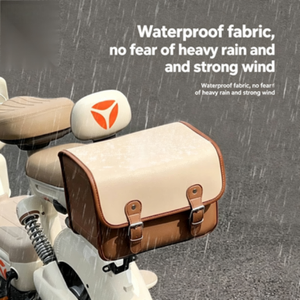 Sac de casque de <span class=keywords><strong>moto</strong></span> en cuir PU imperméable, grande capacité, sac de rangement arrière pour trottinette électrique, compatible universel Yadea Aima Luyuan EBike - Product Image 1
