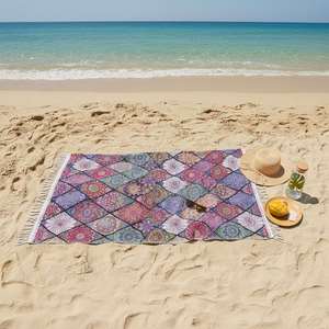 Toalla de Playa Boho de Microfibra con Borlas, Secado Rápido, Libre de Arena, para Yoga, Natación y Viajes de Verano - Product Image 6