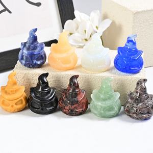 Oferta Especial: Calabazas de Obsidiana Negra Talladas en Cristal de Materiales Mixtos, Artesanía Espiritual para Regalos de Halloween - Product Image 1