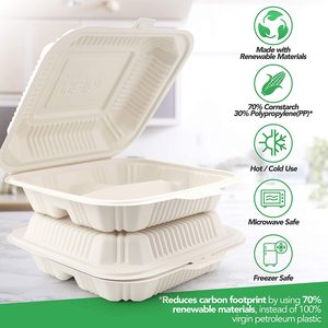 Boîte alimentaire jetable biodégradable avec couvercles, boîte écologique en amidon de maïs pour le déjeuner - Product Image 5