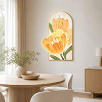 Panneau mural LED en aluminium en forme de tulipe rose, art floral lumineux pour salon, entrée, hôtel, art déco, intérieurs modernes