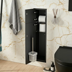 Módulo de Almacenamiento Empotrado para WC, Nicho de Pared para Inodoro con Doble Compartimento de Almacenamiento, Soporte para Papel Higiénico y Escobilla para Baño - Product Image 2