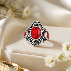 Anello retrò con pietra rossa, design classico, accessorio di moda per l'uso quotidiano. - Product Image 4