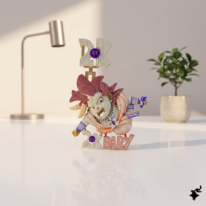 Pendentif de luxe Hip Hop Anime inspiré de 2K Baby, personnalisé, en argent fait main, entièrement serti de micro-pavés de diamants de laboratoire - Product Image 2