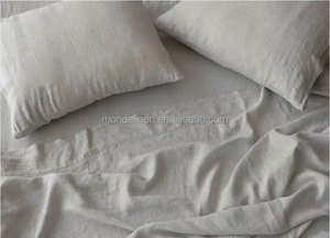 Sábana de lino francés de 14s x 14s/54x54, juego de sábanas planas lavadas a la piedra, bajera sábana ajustada y funda de almohada, 100% - Product Image 2