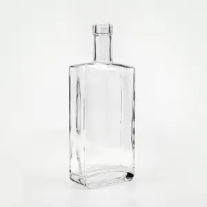 Hot Sale Fashion Square Rectangular White Spirits Vodka 750ml Liquor 70cl 700ml Glass 500ml Gin Bottles