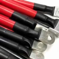 Kabel Baterai 2/0 AWG 70mm2 Tembaga Murni Merah Hitam Sepasang SC70 Lugs untuk Inverter Solar Truk Tugas Berat