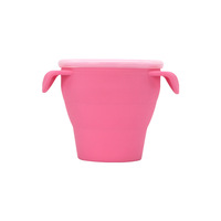 Bol à collation pliable en silicone, tasse à collation portable pour enfants avec sangle de transport, récipient léger pour aliments pour bébés