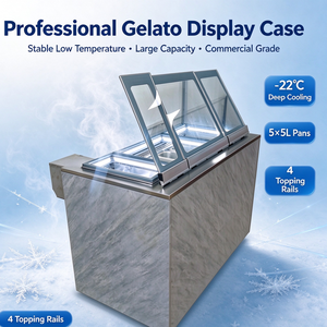 5 Pannen + <span class=keywords><strong>4</strong></span> Pannen Scharnierende Opklapbare Glazen Deksel IJs Vrieskist Vitrine Vrieskist 1300mm Commerciële Gelato Vitrine Vrieskist - Product Image 2