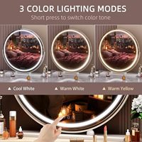 Nouveau style de miroir de maquillage LED rond 360° °   Miroir de maquillage rotatif pour table de toilette, miroir de beauté pour bureau