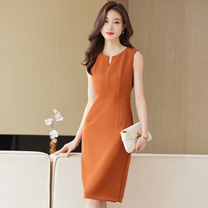 Women's Sleeveless Sheath Dress Keyhole Neck Solid Color Blue Career Dress Mid Length Office Wear - Product Image 2