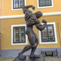 Célèbre jardin salle de sport décoration nue forte musculation homme Sculpture grandeur nature Muscle mâle Bronze Statue