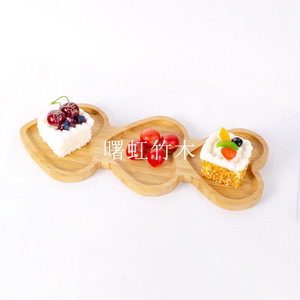 Plateau de service en bambou et bois Shuhong pour fruits, gâteaux, buffet, style simple, 13x12.5x1.6cm - Product Image 4