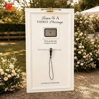 Panneau rectangulaire en PVC blanc lisse avec éclairage doré, pliable, pour livre d'or audio, avec microphone, pour décoration de toile de fond de mariage