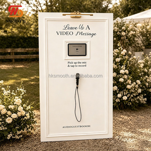SMOOTH White PVC Audio Guestbook Leave Message Backdrop Panel with Microphone <b>Wedding</b> Party <b>Props</b> Video Booth Backdrop - Product Image 2