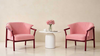 Fauteuil d'appoint en bois massif et tissu rose pour hôtel, chambre d'hôtes, hall, mobilier commercial FF&E