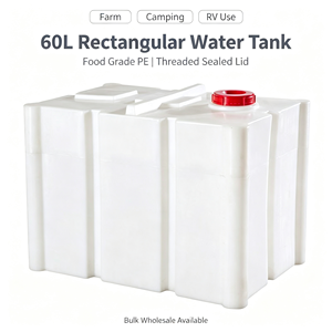 Tanque <span class=keywords><strong>de</strong></span> Almacenamiento <span class=keywords><strong>de</strong></span> <span class=keywords><strong>Agua</strong></span> Rectangular <span class=keywords><strong>de</strong></span> Plástico PE, 60 Litros, con Tapa <span class=keywords><strong>de</strong></span> Rosca, para Granja y Camping, 1 Año <span class=keywords><strong>de</strong></span> Garantía - Product Image 1