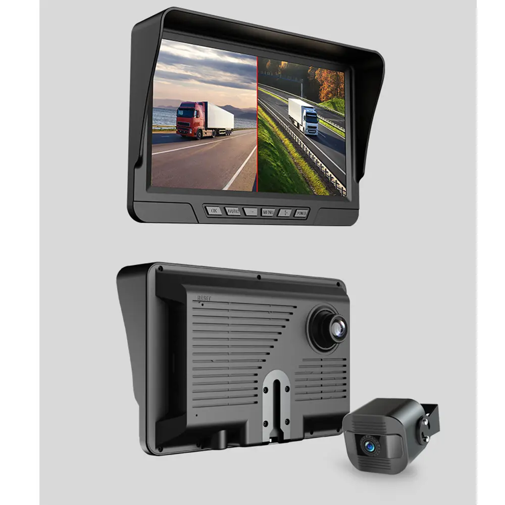 Sistema de grabación de doble canal para camión, sistema de grabación de 7 pulgadas, frontal y trasero, H.264 HD, todo en uno