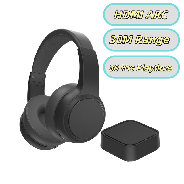 DH1800A HD ARC 2.4GHz Wireless TV Headphones for All TVs 30M Clear Dialogue 30H Playtime Volume Boost for Seniors AUX Output