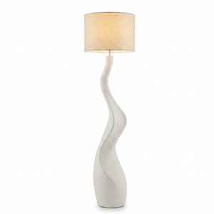 Lámpara de Pie Escultural Moderna Minimalista con Curva en S, Pantalla de Metal Texturizado Crema, LED, Impermeable, para Uso en Almacenes, Iluminación Wabi Sabi - Product Image 1