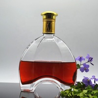 Vente en gros OEM de bouteilles en verre de luxe personnalisées pour rhum, whisky, tequila alcoolisées, 250 ml, 375 ml, 500 ml, 750 ml, avec bouchon en verre
