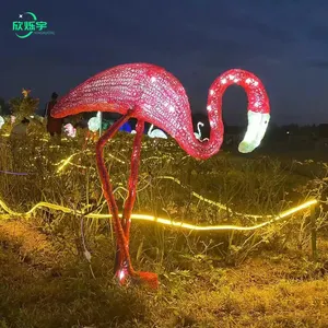 Luz LED para decoração de jardim e vila ao ar livre personalizada, joia criativa com motivo de flamingo para decoração ao ar livre