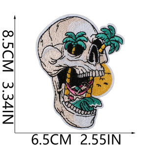 Parches bordados termoadhesivos y apliques bordados para coser, estilo punk, con motivos <span class=keywords><strong>de</strong></span> playa tropical, surf, calavera, onda, esqueleto, ancla y tortuga, al por mayor - Product Image 4