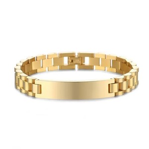 Wholesale Stainless Steel Custom <b>Engraving</b> Name Logo Watch Band Chain Wristband ID Bracelets for Men - Product Image 3