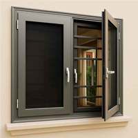 Fenêtre à battant à double vitrage à rupture thermique en alliage d'aluminium avec écran anti-insectes en verre trempé pour un usage domestique dans la cuisine entrée Villa