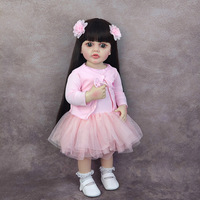 Muñeca de Vinilo de Simulación de Bebé de 55 cm, Regalo del Día del Niño para Niñas, Muñeca Reborn con Pelo Largo para Acompañar el Baño