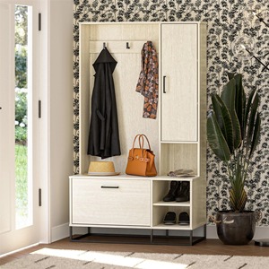 <span class=keywords><strong>Porte</strong></span>-<span class=keywords><strong>manteau</strong></span> en bois multifonctionnel Armoire à chaussures <span class=keywords><strong>avec</strong></span> banquette pratique 3 crochets 1 <span class=keywords><strong>porte</strong></span> pour le salon - Product Image 1