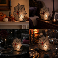 Carré Gothique Décor À La Maison Cob Web Saut Araignée Photophore Titulaire Vitrail Suncatcher pour Halloween Fenêtre Toiles D'araignée Décoratif