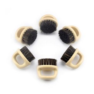 White <b>Round</b> Plastic Handle Shoe <b>Brush</b> Portable Mini Horsehair Shoe Cleaning <b>Brushes</b> for Travel - Product Image 4
