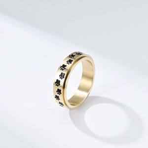 Linda joyería con estampado de pata de cachorro, estilo japonés y coreano, unisex, anillo giratorio antiestrés. - Product Image 3