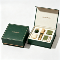 Boîte cadeau magnétique de luxe avec logo personnalisé, vert foncé, gaufrée avec insert en velours pour coffret cadeau de savon, cosmétiques, spa, vente en gros