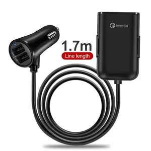 גבוהה באיכות מהיר מטען QC 3.0 3.1A 4 יציאת USB מטען לרכב עם 1.7m הארכת כבל עבור רכב חזרה מושב