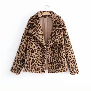 Luxurious High Quality Leopard Print Cropped Faux Fur Plus Size Coats Women Fur Coat Fur Jacket