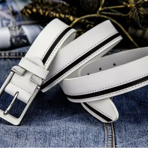 Wholesale 120CM Men Belt White Luxury <b>Clothing</b> <b>Accessories</b> Pin Buckle Casual Fashion Korean Style Cowhide Black Simple - Product Image 3
