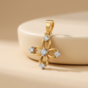 Collier pendentif élégant en forme de trèfle à quatre feuilles avec diamant de laboratoire – Charmant bijou pendentif trèfle à quatre feuilles avec diamant de laboratoire - Product Image 1