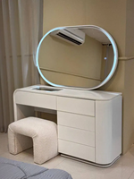 Commode de chambre moderne en MDF blanc avec miroir éclairé par LED, meuble coiffeuse, service OEM