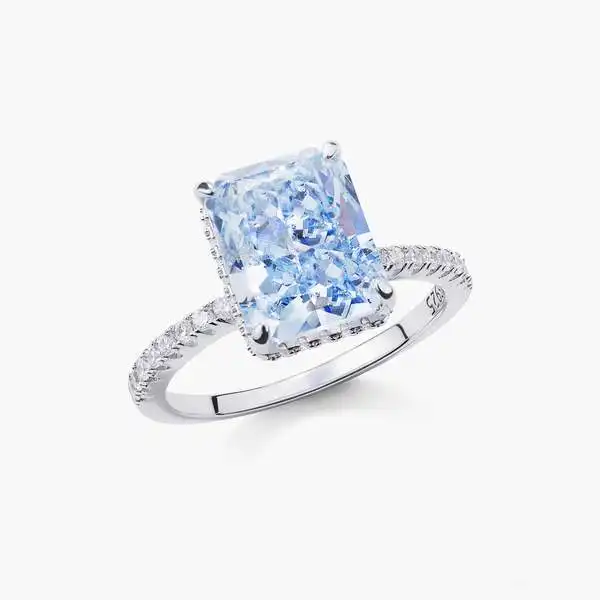 Radiant Cut Sapphire Color Diamond Engagement Diamonds Bands 5A Cubic Zircon Fine Jewelry for Women 925 Sterling Silver