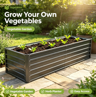 Bac à légumes surélevé carré en acier inoxydable avec drainage par le bas pour les légumes à racines profondes, les fleurs et les fruits - Design classique
