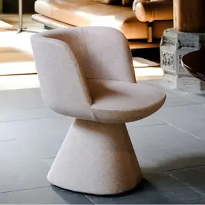 Desain baru kursi putar ruang santai nordic kursi makan kain berlapis kain bantal kulit kursi putar modern
