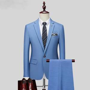 Costume d'affaires rayé à double boutonnage pour hommes haut de gamme <span class=keywords><strong>Blazer</strong></span> imprimé avec tissu peigné sur le devant ensembles de garçons d'honneur de grande <span class=keywords><strong>taille</strong></span> - Product Image 3