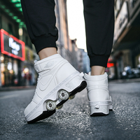 Chaussures à roulettes 2-en-1 à quatre roues, patins unisexes, baskets détachables pour enfants avec grandes roues