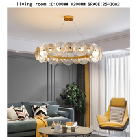 Lustre suspendu en verre et fer forgé finition or, style nordique moderne de luxe, pour usage intérieur, restaurants, centres commerciaux, hôtels, salons