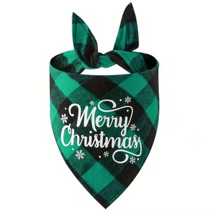 Durable Soft Cotton Plaid Christmas Dog Bandana Funny Washable Triangle <strong>Scarf</strong> for <strong>Pets</strong> <strong>Pet</strong> Apparel Accessory - Product Image 2